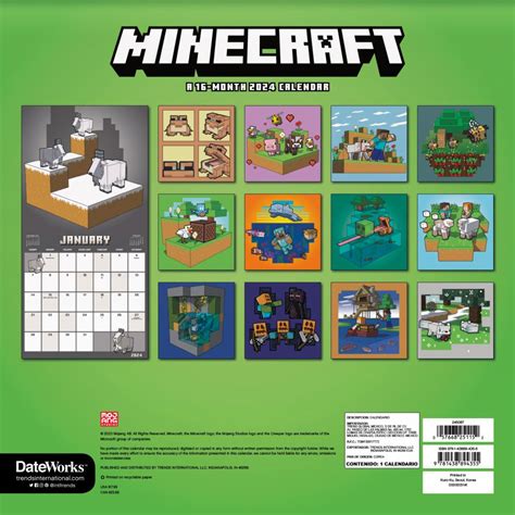 minecraft calendar 2024|minecraft wall calendar 2024.